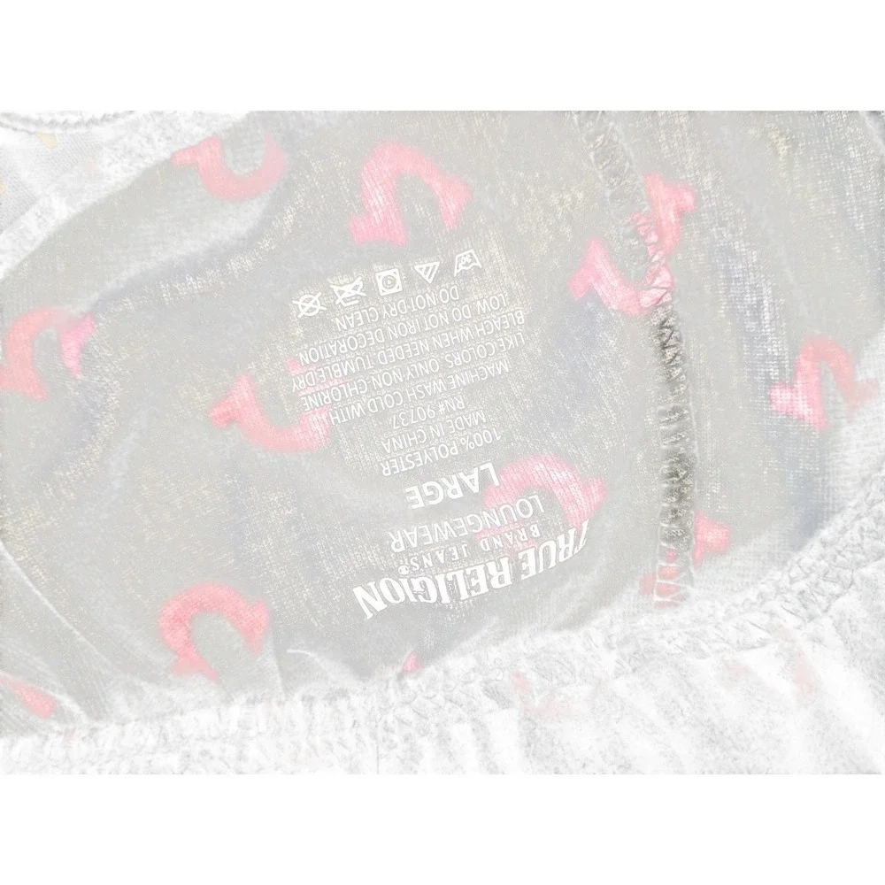 True Religion Mens Velour Pajama Pants Black Red Horseshoe Monogram Large Lounge